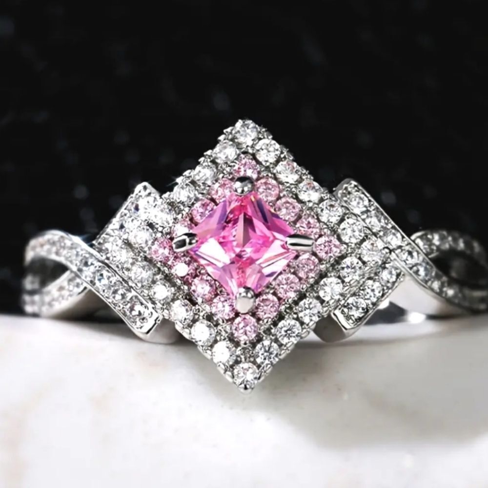 Pink diamond wedding ring sz 6